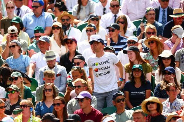 Novak Djokovic fans during his second round match Wimbledon Tennis Championships, Day 4, The All England Lawn Tennis and Croquet Club, London, UK - 03 Jul 2025London The All England Lawn Tennis and United Kingdom  Copyright: xJamesxMarsh Shutterstockx 15382593cd