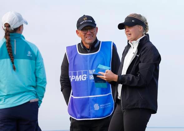 3rd July 2025; The O& x2019;Meara Course at Carton House, Maynooth, County Kildare, Ireland; KPMG Womens Irish Open Golf, Round 1; Lisa Pettersson of Sweden chat before teeing off on the 10th hole  ActionPlus12808154 PeterxFitzpatrick