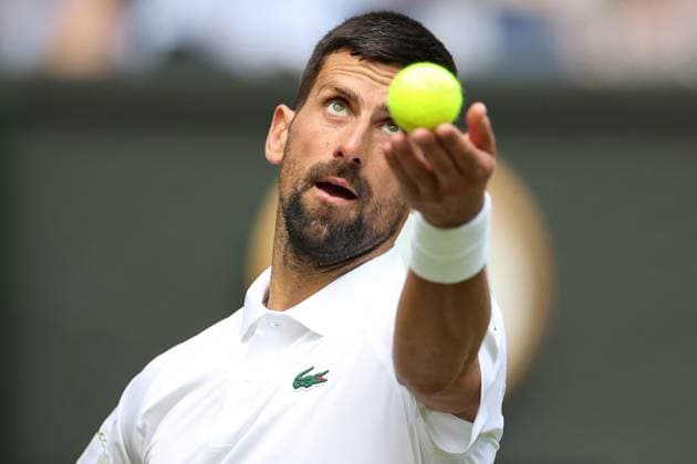 July 3, 2025, London, Celestynow, United Kingdom: NOVAK DJOKOVIC of Serbia during the match against D. Evans of United Kingdom in the second round of Championships 2025 at Wimbledon AELTC in London. London United Kingdom - ZUMAc278 20250703_zsp_c278_056 Copyright: xMarcinxCholewinskix