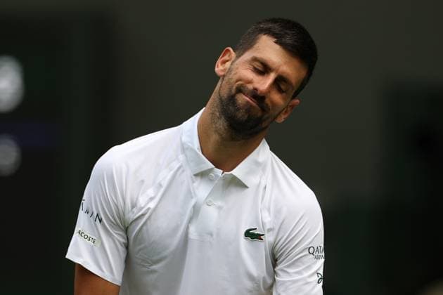 July 3, 2025, London, Celestynow, United Kingdom: NOVAK DJOKOVIC of Serbia during the match against D. Evans of United Kingdom in the second round of Championships 2025 at Wimbledon AELTC in London. London United Kingdom - ZUMAc278 20250703_zsp_c278_063 Copyright: xMarcinxCholewinskix