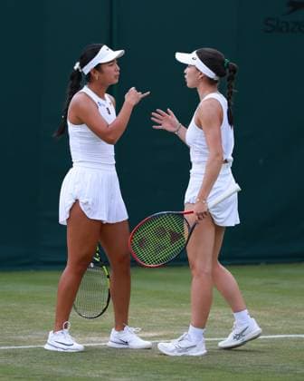 Alexandra Eala PHI , Eva Lys GER , Women Doubles, Women s Doubles Tennis Wimbledon 2025 Grand Slam ITF ATP WTA AELTC London Great Britain 3 July 2025 Copyright: xJuergenxHasenkopfx