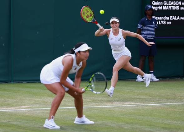 Alexandra Eala PHI , Eva Lys GER , Women Doubles, Women s Doubles Tennis Wimbledon 2025 Grand Slam ITF ATP WTA AELTC London Great Britain 3 July 2025 Copyright: xJuergenxHasenkopfx