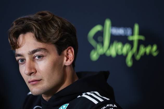 F1 - BRITISH GRAND PRIX 2025 RUSSELL George (gbr), Mercedes AMG F1 Team W16, portrait press conference, PK, Pressekonferenz during the Formula 1 Qatar Airways British Grand Prix 2025, 12th round of the 2025 FIA Formula One World Championship, WM, Weltmeisterschaft from July 4 to 6, 2025 on the Silverstone Circuit, in Silverstone, United Kingdom - SilverstoneUnited Kingdom Copyright: xEricxAlonsox