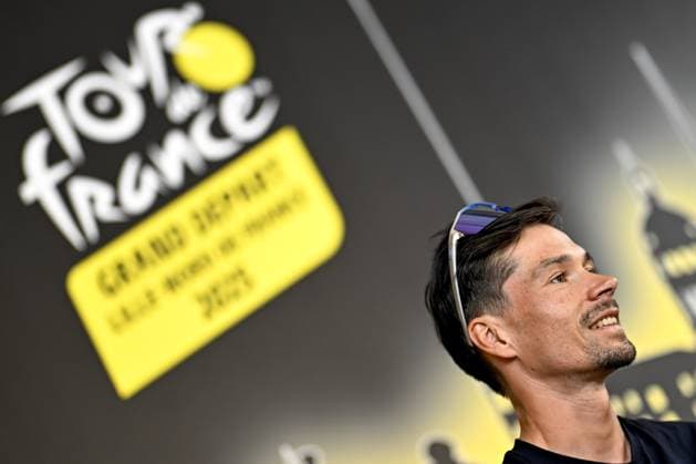 Slovenian Primoz Roglic of RedBull-BORA-hansgrohe pictured during a press conference, PK, Pressekonferenz of the headliners of the Tour de France 2025 cycling race, Thursday 03 July 2025, in Lille, France. The 112th edition of the Tour de France starts on Saturday 5 July in Lille, France, and will finish in Paris, France on the 27th of July. JASPERxJACOBS  x128360908x