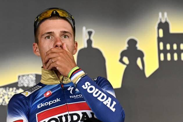 Belgian Remco Evenepoel of Soudal Quick-Step pictured during a press conference, PK, Pressekonferenz of the headliners of the Tour de France 2025 cycling race, Thursday 03 July 2025, in Lille, France. The 112th edition of the Tour de France starts on Saturday 5 July in Lille, France, and will finish in Paris, France on the 27th of July. JASPERxJACOBS  x128361964x