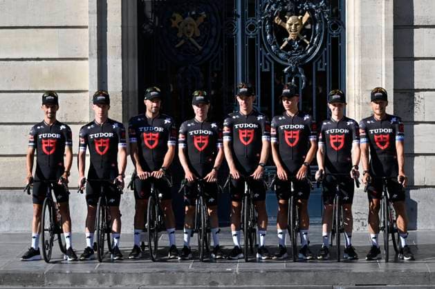 Tour de France 2025 03 07 2025 LILLE METROPOLE, FRANCE - JULY 03 : The team of Tudor Pro Cycling Team during the teams presentation prior of the 112th edition of Tour de France an UCI World Tour 2.UWT cycling road race stage for Men Elite on July 3, 2025 in Lille Metropole, France, 03 07 2025 ( Motordriver Kenny Verfaillie - Lille Metropole France  Copyright: xJanxDexMeuleneirx