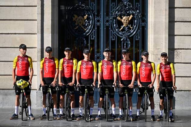 Tour de France 2025 03 07 2025 LILLE METROPOLE, FRANCE - JULY 03 : The team of Cofidis during the teams presentation prior of the 112th edition of Tour de France an UCI World Tour 2.UWT cycling road race stage for Men Elite on July 3, 2025 in Lille Metropole, France, 03 07 2025 ( Motordriver Kenny Verfaillie - Lille Metropole France  Copyright: xJanxDexMeuleneirx