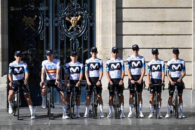 Tour de France 2025 03 07 2025 LILLE METROPOLE, FRANCE - JULY 03 : The team of Movistar during the teams presentation prior of the 112th edition of Tour de France an UCI World Tour 2.UWT cycling road race stage for Men Elite on July 3, 2025 in Lille Metropole, France, 03 07 2025 ( Motordriver Kenny Verfaillie - Lille Metropole France  Copyright: xJanxDexMeuleneirx