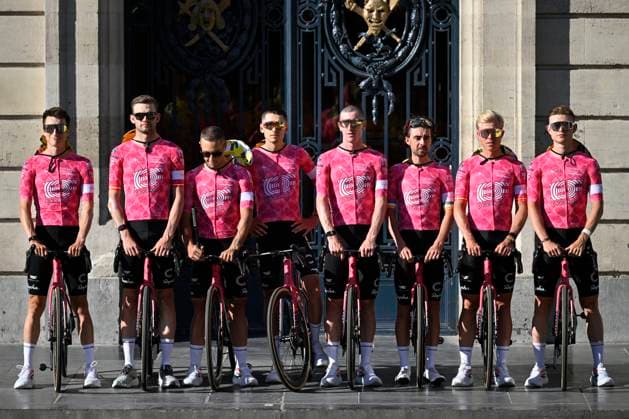 Tour de France 2025 03 07 2025 LILLE METROPOLE, FRANCE - JULY 03 : The team of EF Education - EasyPost during the teams presentation prior of the 112th edition of Tour de France an UCI World Tour 2.UWT cycling road race stage for Men Elite on July 3, 2025 in Lille Metropole, France, 03 07 2025 ( Motordriver Kenny Verfaillie - Lille Metropole France  Copyright: xJanxDexMeuleneirx