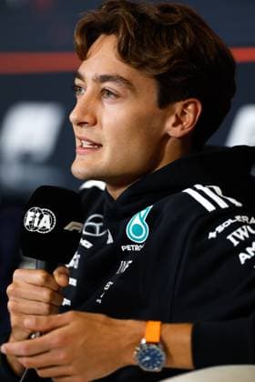 F1 - BRITISH GRAND PRIX 2025 RUSSELL George (gbr), Mercedes AMG F1 Team W16, portrait press conference, PK, Pressekonferenz during the Formula 1 Qatar Airways British Grand Prix 2025, 12th round of the 2025 FIA Formula One World Championship, WM, Weltmeisterschaft from July 4 to 6, 2025 on the Silverstone Circuit, in Silverstone, United Kingdom - SilverstoneUnited Kingdom  Copyright: xDPPIx