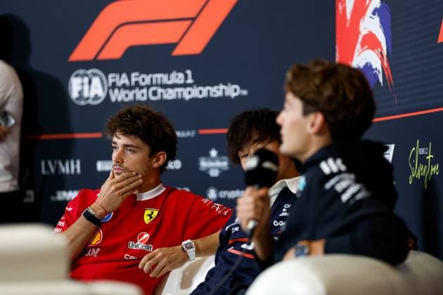 F1 - BRITISH GRAND PRIX 2025 LECLERC Charles (mco), Scuderia Ferrari SF-25, portrait press conference, PK, Pressekonferenz during the Formula 1 Qatar Airways British Grand Prix 2025, 12th round of the 2025 FIA Formula One World Championship, WM, Weltmeisterschaft from July 4 to 6, 2025 on the Silverstone Circuit, in Silverstone, United Kingdom - SilverstoneUnited Kingdom  Copyright: xDPPIx