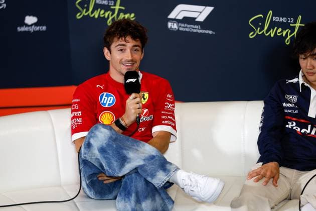 F1 - BRITISH GRAND PRIX 2025 LECLERC Charles (mco), Scuderia Ferrari SF-25, portrait press conference, PK, Pressekonferenz during the Formula 1 Qatar Airways British Grand Prix 2025, 12th round of the 2025 FIA Formula One World Championship, WM, Weltmeisterschaft from July 4 to 6, 2025 on the Silverstone Circuit, in Silverstone, United Kingdom - SilverstoneUnited Kingdom Copyright: xDPPIx