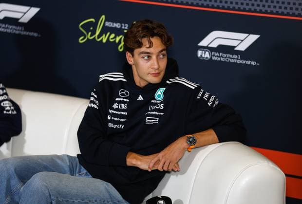 F1 - BRITISH GRAND PRIX 2025 RUSSELL George (gbr), Mercedes AMG F1 Team W16, portrait press conference, PK, Pressekonferenz during the Formula 1 Qatar Airways British Grand Prix 2025, 12th round of the 2025 FIA Formula One World Championship, WM, Weltmeisterschaft from July 4 to 6, 2025 on the Silverstone Circuit, in Silverstone, United Kingdom - SilverstoneUnited Kingdom Copyright: xDPPIx
