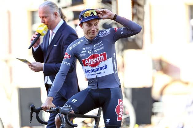 Belgian Jasper Philipsen of Alpecin-Deceuninck pictured during the team presentation ahead of the 2025 Tour de France cycling race, in Lille, France, on Thursday 03 July 2025. The 112th edition of the Tour de France starts on Saturday 5 July in Lille, France, and will finish in Paris, France on the 27th of July. DAVIDxPINTENS  x128367042x