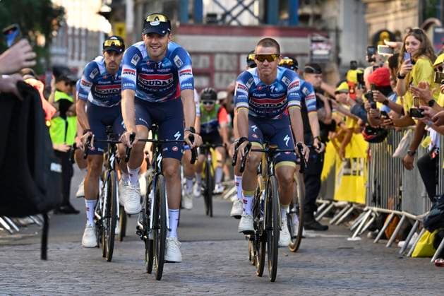 Tour de France 2025 03 07 2025 LILLE METROPOLE, FRANCE - JULY 03 : Evenepoel Remco (BEL) of Soudal - Quick Step during the teams presentation prior of the 112th edition of Tour de France an UCI World Tour 2.UWT cycling road race stage for Men Elite on July 3, 2025 in Lille Metropole, France, 03 07 2025 ( Motordriver Kenny Verfaillie - Lille Metropole France  Copyright: xJanxDexMeuleneirx