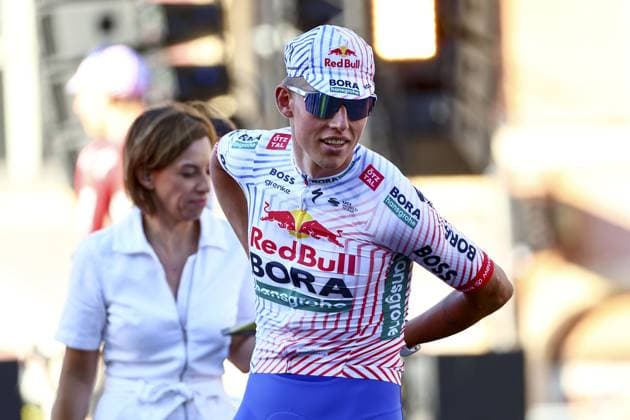 German Florian Lipowitz of RedBull-BORA-hansgrohe pictured during the team presentation ahead of the 2025 Tour de France cycling race, in Lille, France, on Thursday 03 July 2025. The 112th edition of the Tour de France starts on Saturday 5 July in Lille, France, and will finish in Paris, France on the 27th of July. DAVIDxPINTENS  x128367297x