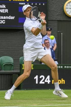 Wimbledon Tennis Championships - Day 4 LONDON, UNITED KINGDOM - JULY 03: Jannik Sinner of Italy plays in the Men’s singles second round match against Aleksandar Vukic of Australia (not seen) during day four of The Championships Wimbledon 2025 at All England Lawn Tennis and Croquet Club on July 03, 2025 in London, United Kingdom. Ray Tang Anadolu London United Kingdom. Editorial use only. Please get in touch for any other usage.  Copyright: x2025xAnadoluxRayxTangx