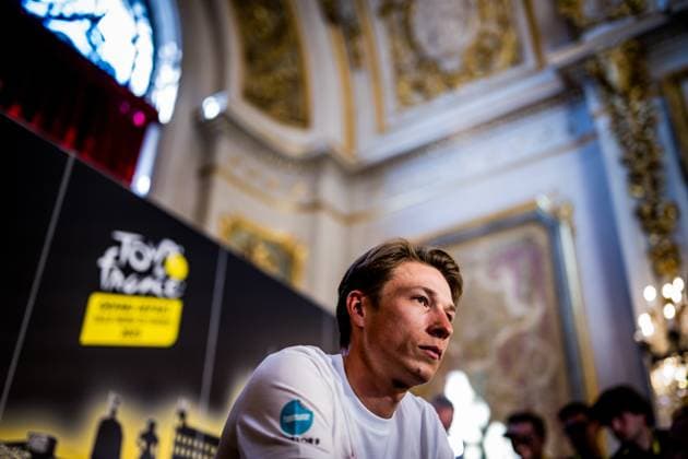 Belgian Jasper Philipsen of Alpecin-Deceuninck pictured during a press conference, PK, Pressekonferenz of the headliners of the Tour de France 2025 cycling race, Thursday 03 July 2025, in Lille, France. The 112th edition of the Tour de France starts on Saturday 5 July in Lille, France, and will finish in Paris, France on the 27th of July. JASPERxJACOBS  x128375569x