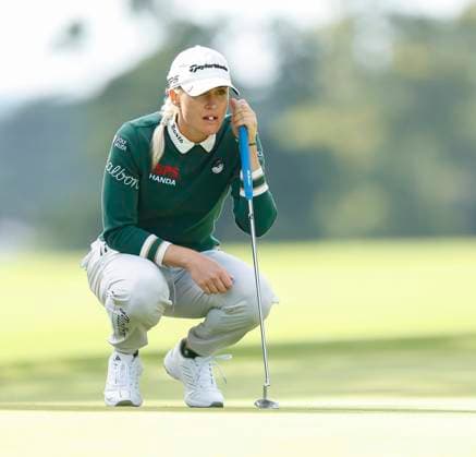 3rd July 2025; The O& x2019;Meara Course at Carton House, Maynooth, County Kildare, Ireland; KPMG Womens Irish Open Golf, Round 1; Charley Hull of England lines up her putt on the 12th green  ActionPlus12808547 PeterxFitzpatrick