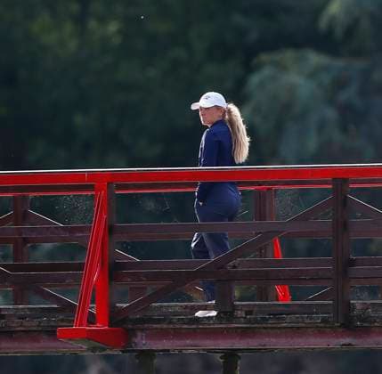 3rd July 2025; The O& x2019;Meara Course at Carton House, Maynooth, County Kildare, Ireland; KPMG Womens Irish Open Golf, Round 1; Bronte Law crosses over the bridge to the 15th green  ActionPlus12808519 PeterxFitzpatrick