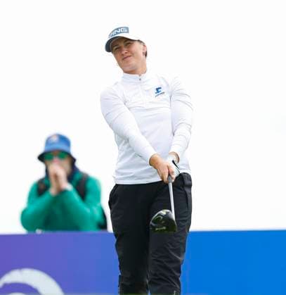 3rd July 2025; The O& x2019;Meara Course at Carton House, Maynooth, County Kildare, Ireland; KPMG Womens Irish Open Golf, Round 1; Gudrun Bjorgvinsdottir of Iceland watches her tee on the 10th hole  ActionPlus12808530 PeterxFitzpatrick