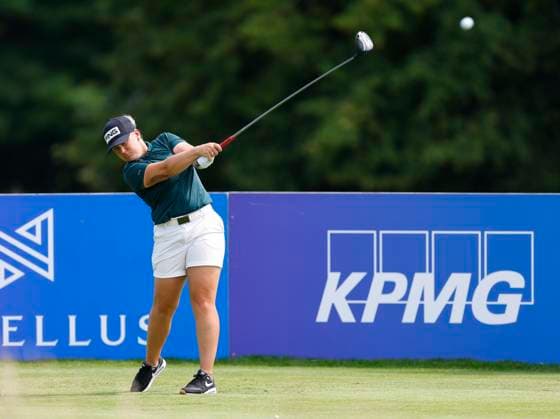 3rd July 2025; The O& x2019;Meara Course at Carton House, Maynooth, County Kildare, Ireland; KPMG Womens Irish Open Golf, Round 1; Anne-Charlotte Mora of France tees off on the 17th hole  ActionPlus12808535 PeterxFitzpatrick