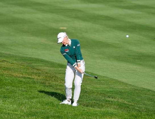 3rd July 2025; The O& x2019;Meara Course at Carton House, Maynooth, County Kildare, Ireland; KPMG Womens Irish Open Golf, Round 1; Charley Hull of England plays her second shot from the 17th hole rough  ActionPlus12808552 PeterxFitzpatrick