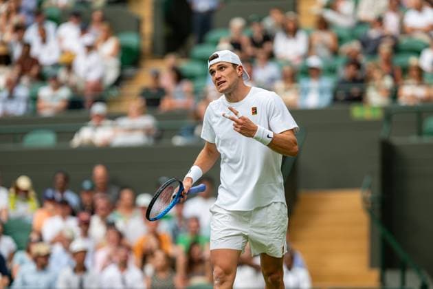 Tennis - Wimbledon Championship 2025 - Day 4 LONDON, ENGLAND - Thursday, July 3, 2025: Jack Draper (GBR) during the Gentlemen s Singles 2nd Round on Day Four of The Championships Wimbledon 2025 at the All England Lawn Tennis and Croquet Club. (Photo by Kirsten Holst Propaganda) LONDON All England Lawn Tennis and Croquet Club GREATER LONDON ENGLAND  Copyright: xKirstenxHolstx 2025-07-03-133-Wimbledon_2025_Day_4