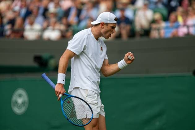 Tennis - Wimbledon Championship 2025 - Day 4 LONDON, ENGLAND - Thursday, July 3, 2025: Jack Draper (GBR) during the Gentlemen s Singles 2nd Round on Day Four of The Championships Wimbledon 2025 at the All England Lawn Tennis and Croquet Club. (Photo by Kirsten Holst Propaganda) LONDON All England Lawn Tennis and Croquet Club GREATER LONDON ENGLAND  Copyright: xKirstenxHolstx 2025-07-03-147-Wimbledon_2025_Day_4