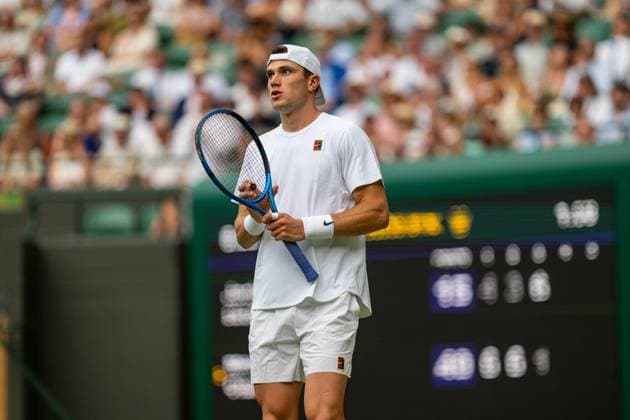 Tennis - Wimbledon Championship 2025 - Day 4 LONDON, ENGLAND - Thursday, July 3, 2025: Jack Draper (GBR) during the Gentlemen s Singles 2nd Round on Day Four of The Championships Wimbledon 2025 at the All England Lawn Tennis and Croquet Club. (Photo by Kirsten Holst Propaganda) LONDON All England Lawn Tennis and Croquet Club GREATER LONDON ENGLAND  Copyright: xKirstenxHolstx 2025-07-03-125-Wimbledon_2025_Day_4