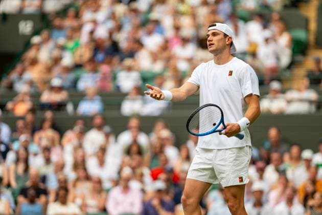 Tennis - Wimbledon Championship 2025 - Day 4 LONDON, ENGLAND - Thursday, July 3, 2025: Jack Draper (GBR) during the Gentlemen s Singles 2nd Round on Day Four of The Championships Wimbledon 2025 at the All England Lawn Tennis and Croquet Club. (Photo by Kirsten Holst Propaganda) LONDON All England Lawn Tennis and Croquet Club GREATER LONDON ENGLAND  Copyright: xKirstenxHolstx 2025-07-03-139-Wimbledon_2025_Day_4