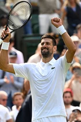 (250704) -- LONDON, July 4, 2025 -- Novak Djokovic reacts after the men s singles second round match between Novak Djokovic of Serbia and Daniel Evans of Britain at the Wimbledon Tennis Championships in London, Britain, July 3, 2025. ) (SP)BRITAIN-LONDON-TENNIS-WIMBLEDON-MEN S SINGLES ZhaoxDingzhe 