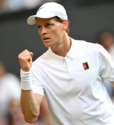 (250704) -- LONDON, July 4, 2025 -- Jannik Sinner celebrates during the men s singles second round match between Jannik Sinner of Italy and Aleksandar Vukic of Australia at the Wimbledon Tennis Championships in London, Britain, July 3, 2025. ) (SP)BRITAIN-LONDON-TENNIS-WIMBLEDON-MEN S SINGLES LixYing 