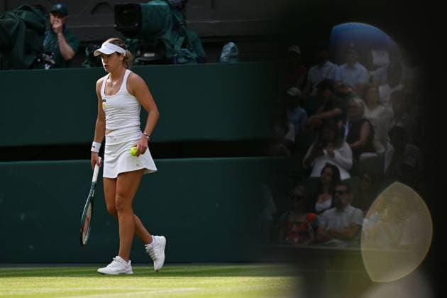 (250704) -- LONDON, July 4, 2025 -- Caty McNally reacts during the women s singles second round match between Iga Swiatek of Poland and Caty McNally of the United States at the Wimbledon Tennis Championships in London, Britain, July 3, 2025. ) (SP)BRITAIN-LONDON-TENNIS-WIMBLEDON-WOMEN S SINGLES ZhaoxDingzhe 