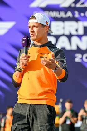 Formula 1 Launch Event, Drivers Silverstone, UK, 03 July, 2025. 03 July 2025. Lando Norris, McLaren, on the ebay Main Stage for the Launch Event at the Formula 1 Qatar Airways British Grand Prix at Silverstone, Northamptonshire, UK., Credit:Lee Floyd Avalon UK, Northamptonshire, Silverstone  Copyright: xLeexFloydx xAvalonx 1018158184