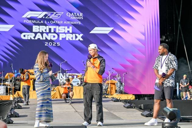 Formula 1 Launch Event, Drivers Silverstone, UK, 03 July, 2025. 03 July 2025. Lando Norris, McLaren, on the ebay Main Stage for the Launch Event at the Formula 1 Qatar Airways British Grand Prix at Silverstone, Northamptonshire, UK., Credit:Lee Floyd Avalon UK, Northamptonshire, Silverstone  Copyright: xLeexFloydx xAvalonx 1018158241