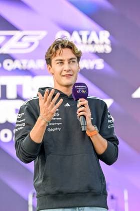 Formula 1 Launch Event, Drivers Silverstone, UK, 03 July, 2025. 03 July 2025. George Russell, Mercedes, on the ebay Main Stage for the Launch Event at the Formula 1 Qatar Airways British Grand Prix at Silverstone, Northamptonshire, UK., Credit:Lee Floyd Avalon UK, Northamptonshire, Silverstone  Copyright: xLeexFloydx xAvalonx 1018158498