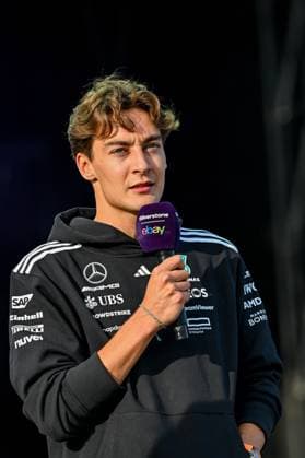 Formula 1 Launch Event, Drivers Silverstone, UK, 03 July, 2025. 03 July 2025. George Russell, Mercedes, on the ebay Main Stage for the Launch Event at the Formula 1 Qatar Airways British Grand Prix at Silverstone, Northamptonshire, UK., Credit:Lee Floyd Avalon UK, Northamptonshire, Silverstone  Copyright: xLeexFloydx xAvalonx 1018158679