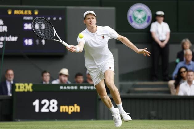 Tennis: Wimbledon championships Jannik Sinner of Italy plays against Aleksandar Vukic of Australia in the men s singles second round at the Wimbledon tennis tournament in London on July 3, 2025.  A14AA0004700695P