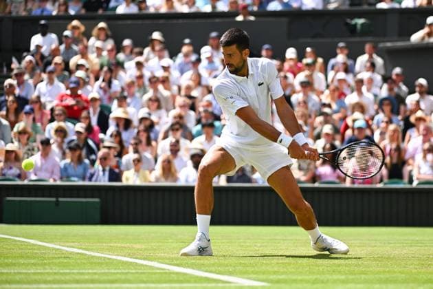 Wimbledon - 2nd Round Novak Djokovic (SRB) during his second round match at the 2025 Wimbledon Championships at the AELTC in London, GREAT BRITAIN, on July 3, 2025. Photo by Corinne Dubreuil ABACAPRESS.COM London United Kingdom  Copyright: xDubreuilxCorinne ABACAx