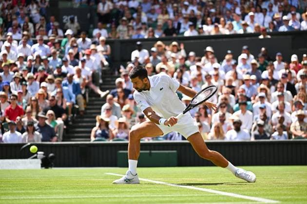 Wimbledon - 2nd Round Novak Djokovic (SRB) during his second round match at the 2025 Wimbledon Championships at the AELTC in London, GREAT BRITAIN, on July 3, 2025. Photo by Corinne Dubreuil ABACAPRESS.COM London United Kingdom  Copyright: xDubreuilxCorinne ABACAx