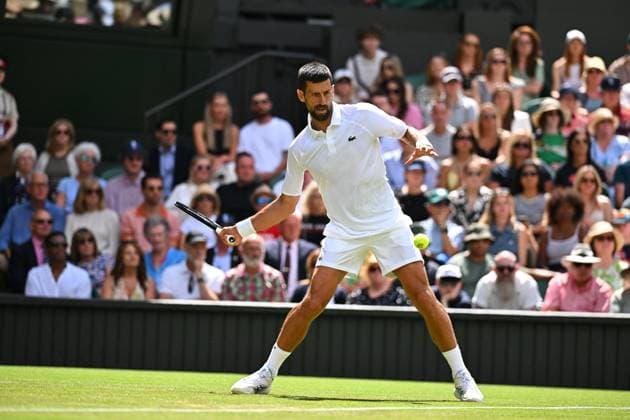 Wimbledon - 2nd Round Novak Djokovic (SRB) during his second round match at the 2025 Wimbledon Championships at the AELTC in London, GREAT BRITAIN, on July 3, 2025. Photo by Corinne Dubreuil ABACAPRESS.COM London United Kingdom  Copyright: xDubreuilxCorinne ABACAx