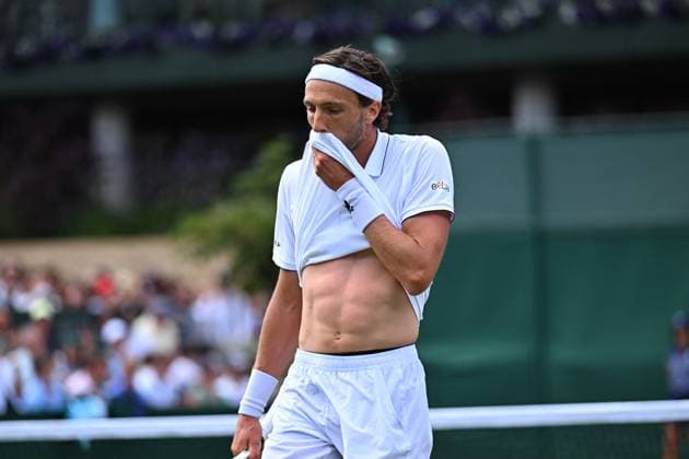 Wimbledon - 2nd Round Arthur Rinderknech (FRA) during his second round match at the 2025 Wimbledon Championships at the AELTC in London, GREAT BRITAIN, on July 3, 2025. Photo by Corinne Dubreuil ABACAPRESS.COM London United Kingdom  Copyright: xDubreuilxCorinne ABACAx