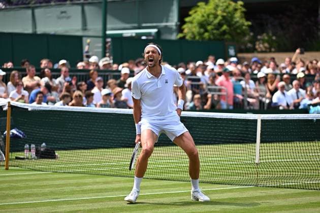 Wimbledon - 2nd Round Arthur Rinderknech (FRA) during his second round match at the 2025 Wimbledon Championships at the AELTC in London, GREAT BRITAIN, on July 3, 2025. Photo by Corinne Dubreuil ABACAPRESS.COM London United Kingdom  Copyright: xDubreuilxCorinne ABACAx