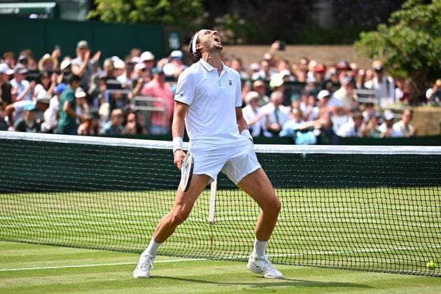 Wimbledon - 2nd Round Arthur Rinderknech (FRA) during his second round match at the 2025 Wimbledon Championships at the AELTC in London, GREAT BRITAIN, on July 3, 2025. Photo by Corinne Dubreuil ABACAPRESS.COM London United Kingdom  Copyright: xDubreuilxCorinne ABACAx