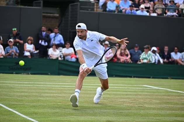 Wimbledon - 2nd Round Grigor Dimitrov (BUL) during his second round match at the 2025 Wimbledon Championships at the AELTC in London, GREAT BRITAIN, on July 3, 2025. Photo by Corinne Dubreuil ABACAPRESS.COM London United Kingdom  Copyright: xDubreuilxCorinne ABACAx