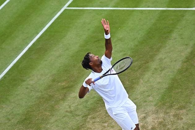 Wimbledon - 2nd Round Gael Monfils (FRA) during his second round match at the 2025 Wimbledon Championships at the AELTC in London, GREAT BRITAIN, on July 3, 2025. Photo by Corinne Dubreuil ABACAPRESS.COM London United Kingdom  Copyright: xDubreuilxCorinne ABACAx