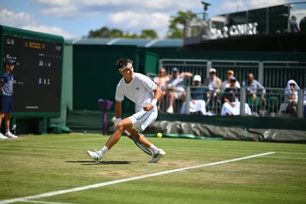 Wimbledon - 2nd Round Jakub Mensik (CZE) during his second round match at the 2025 Wimbledon Championships at the AELTC in London, GREAT BRITAIN, on July 3, 2025. Photo by Corinne Dubreuil ABACAPRESS.COM London United Kingdom  Copyright: xDubreuilxCorinne ABACAx
