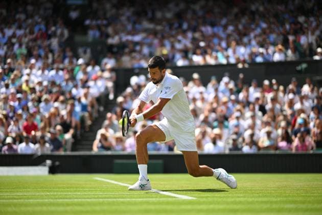 Wimbledon - 2nd Round Novak Djokovic (SRB) during his second round match at the 2025 Wimbledon Championships at the AELTC in London, GREAT BRITAIN, on July 3, 2025. Photo by Corinne Dubreuil ABACAPRESS.COM London United Kingdom  Copyright: xDubreuilxCorinne ABACAx