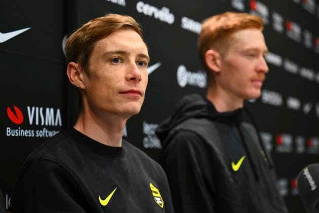 Tour de France 2025 04 07 2025 LILLE METROPOLE, FRANCE - JULY 04 : Vingegaard Jonas (DEN) of Team Visma - Lease a Bike talking to the press during a press conference, PK, Pressekonferenz and media activities ahead of the 112th edition of Tour de France an UCI World Tour 2.UWT cycling road race stage for Men Elite on July 4, 2025 in Lille Metropole, France, 04 07 2025 ( Motordriver Kenny Verfaillie - Lille Metropole France  Copyright: xVincentxKalutx